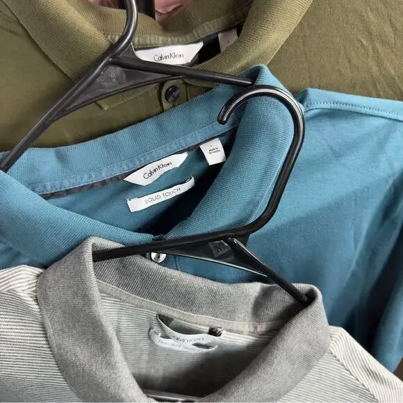 Calvin Klein set of 3 the liquid touch mens short sleeve polo shirts L - Picture 1 of 7